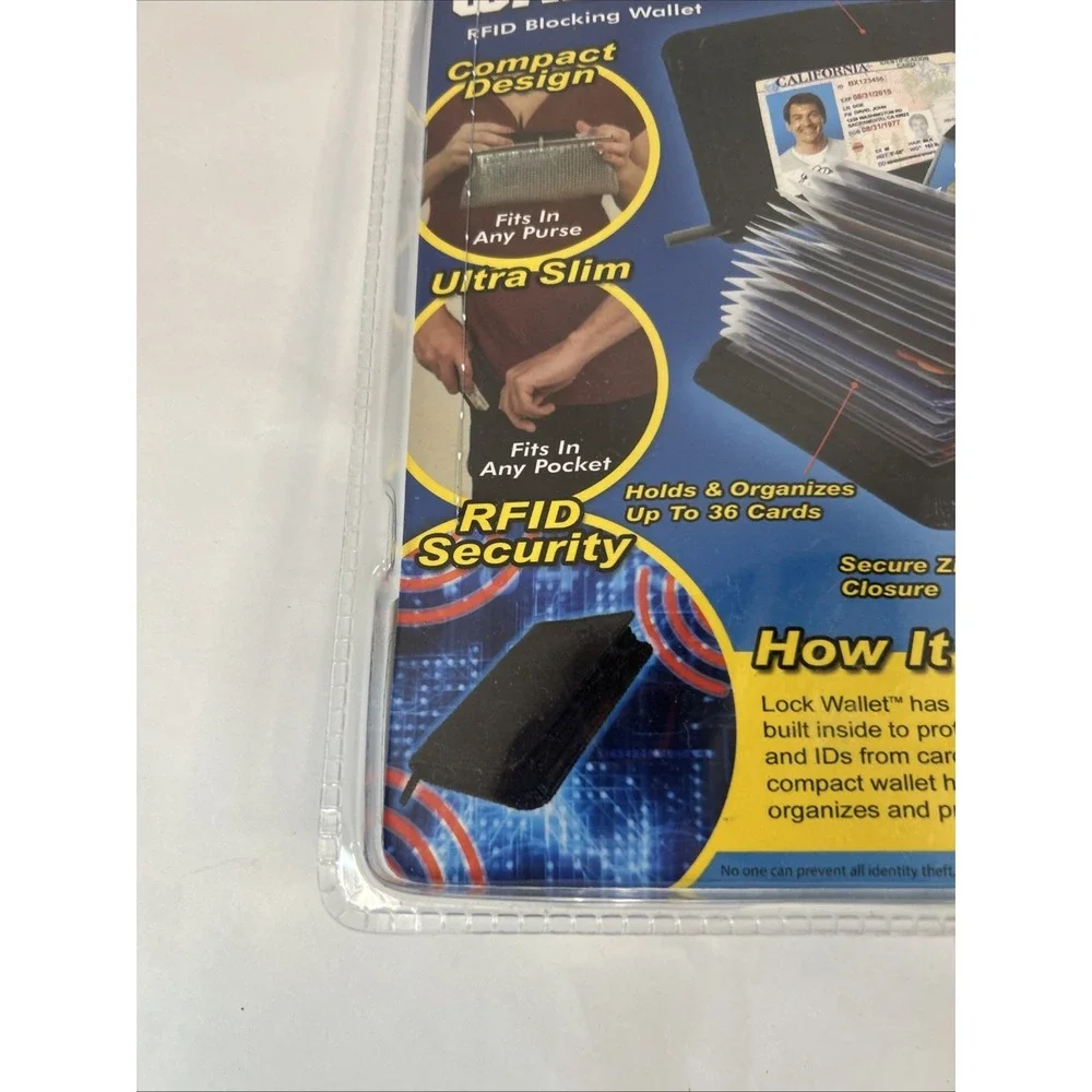 Lock Wallet Ultra Slim Secure RFID Blocking Holds 36 Cards Factory Sealed